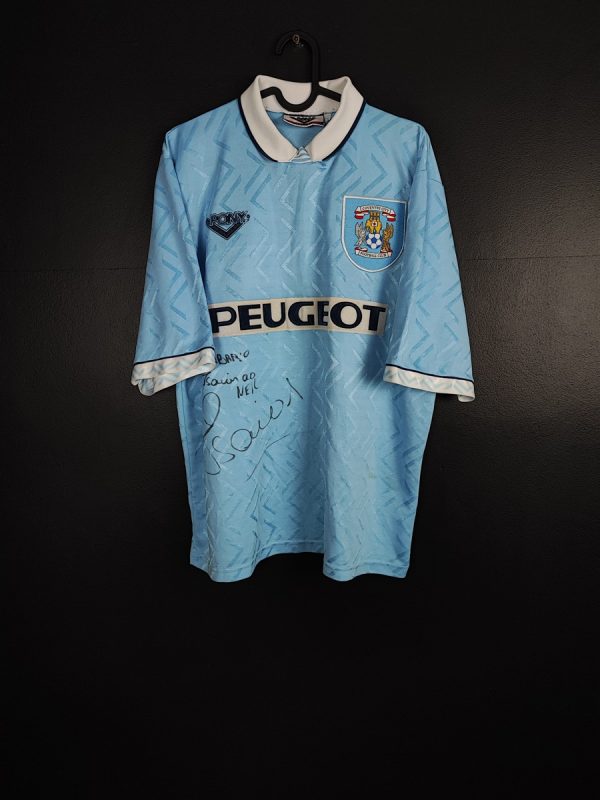 Koszulka piłkarska Coventry City 1994/96 Home Pony [M] Isaias Autograf