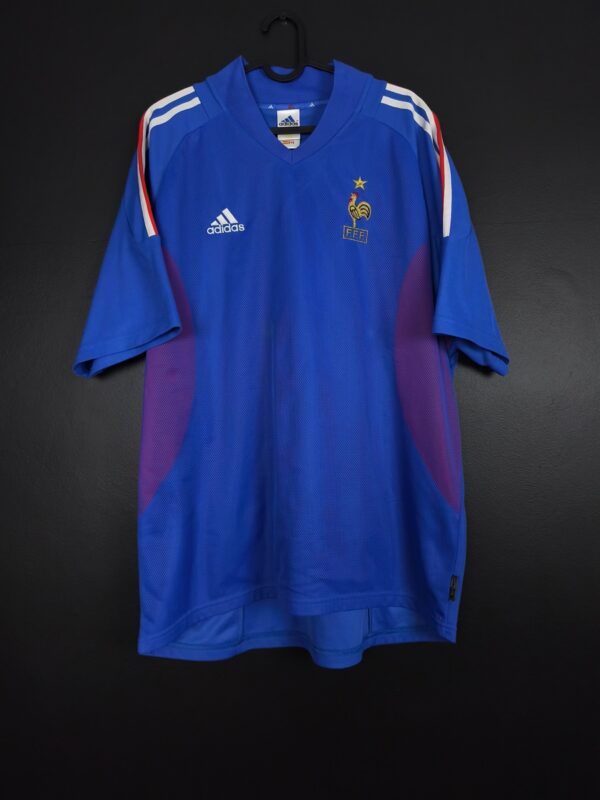 Koszulka piłkarska reprezentacji Francja 2002/04 Home Adidas [XL] Autografy